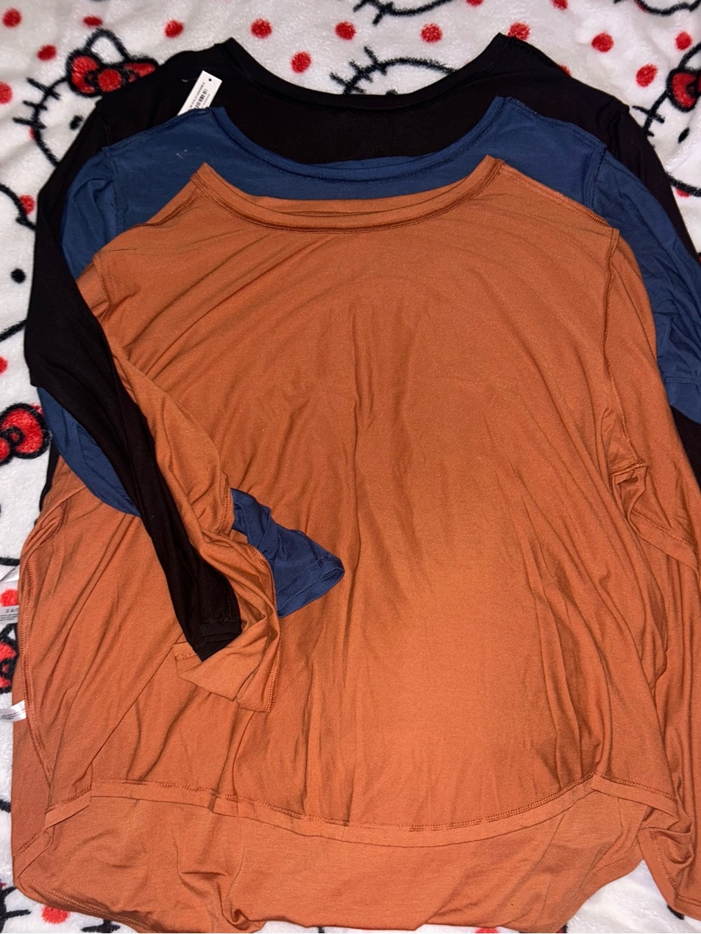 Women’s Long Sleeve Scoop Neck Top - Rust, Navy, Black